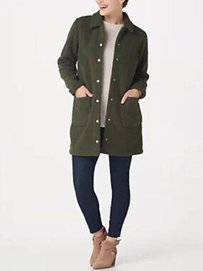 Denim & Co. Sherpa Bonded with Fleece Snap Jacket